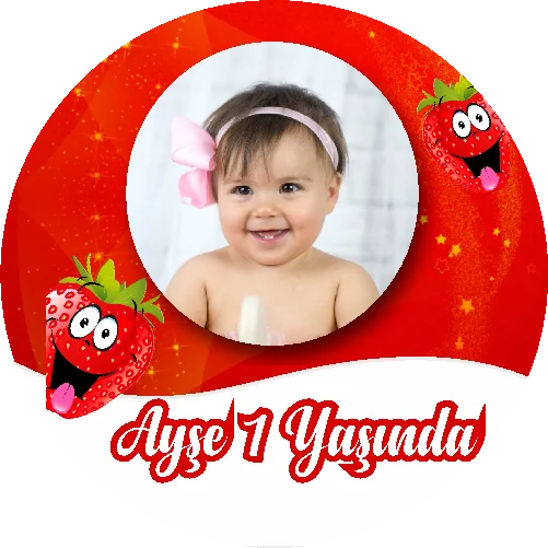 Çilek Temalı  Yuvarlak  Açacak Magneti